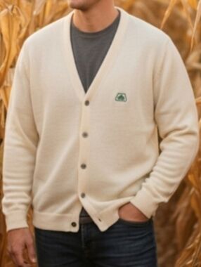 Pioneer Seed Company Vintage Cardigan Medium Excellent Condition Cream/Green